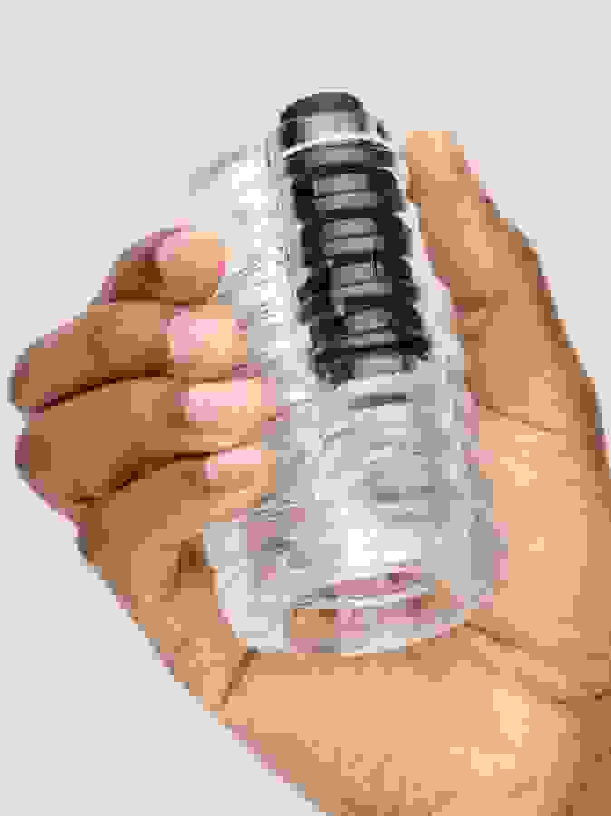Lovehoney Open Invite Clear Rechargeable Vibrating Male Stroker, Clear, hi-res